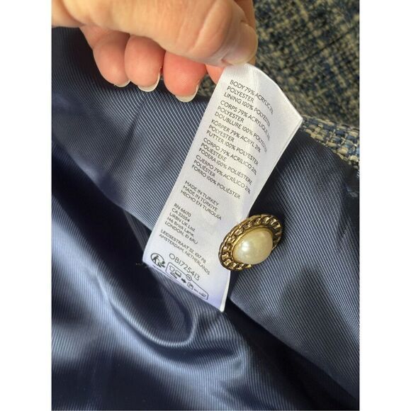 Anthropologie Maeve Double Breasted Tweed Jacket size 4 Blue - Picture 14 of 16